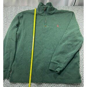 Polo Ralph Lauren Green 1/4 Zip Pullover Sweater Large Soft Cotton Knit